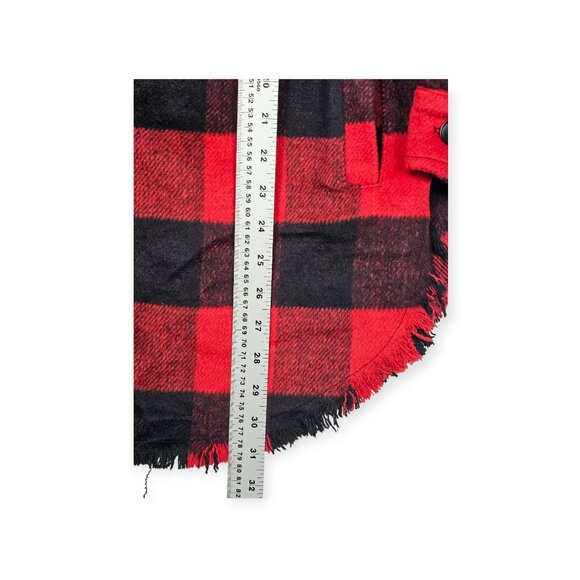White Birch Buffalo Plaid Oversized Button-Down Shacket Western S Red Black - Picture 4 of 9